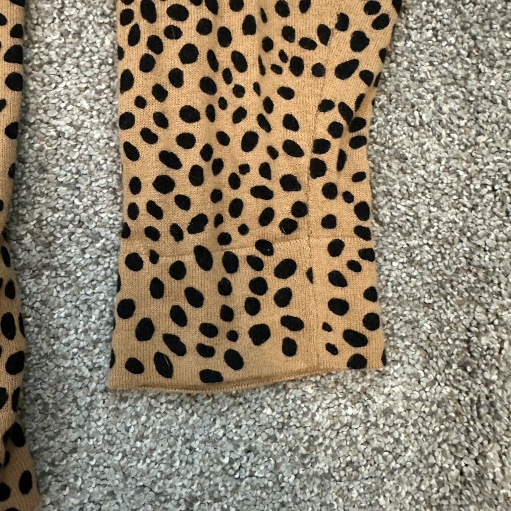 J.Crew Teddie Sweater Large Leopard Cheetah Cotton Knit Top Preppy Classic Chic - Picture 5 of 10